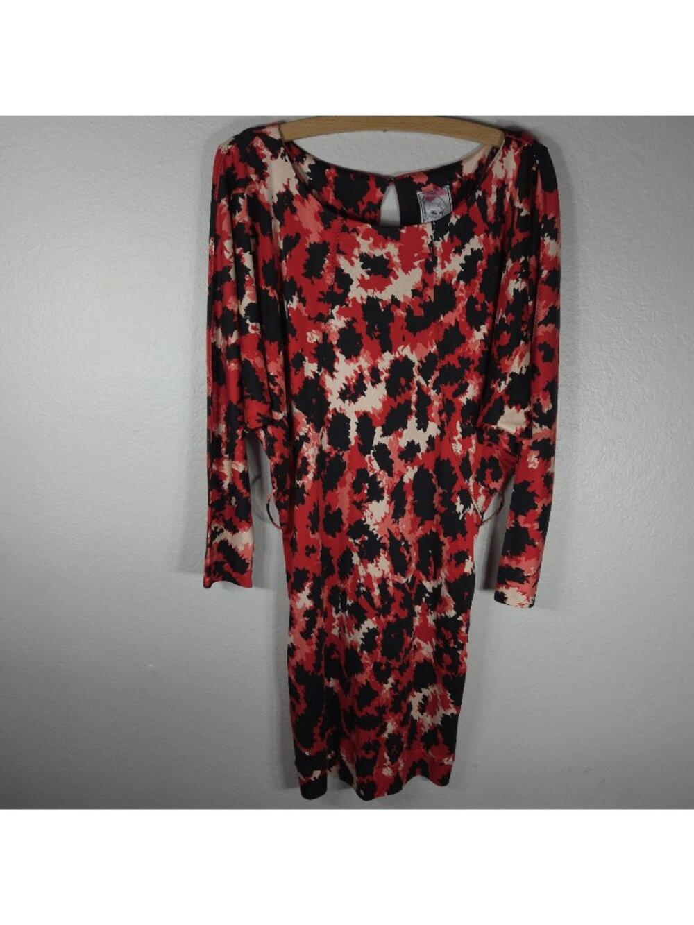 Yoana Baraschi Women Red Silk Tunic Dress Size S Dolman Sleeve